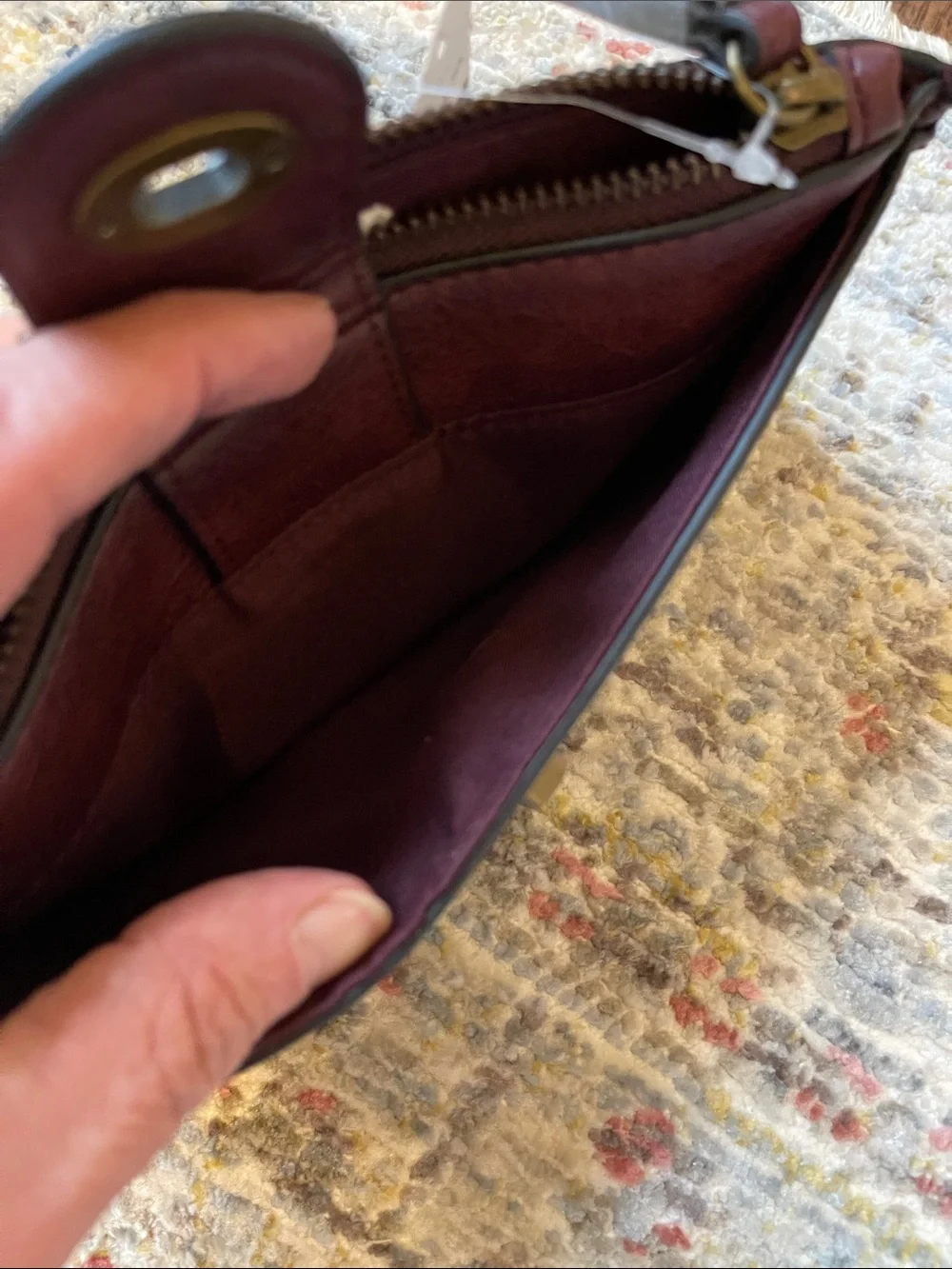 Maurices Burgundy Zip Wallet with Turn-Lock and Stud Details